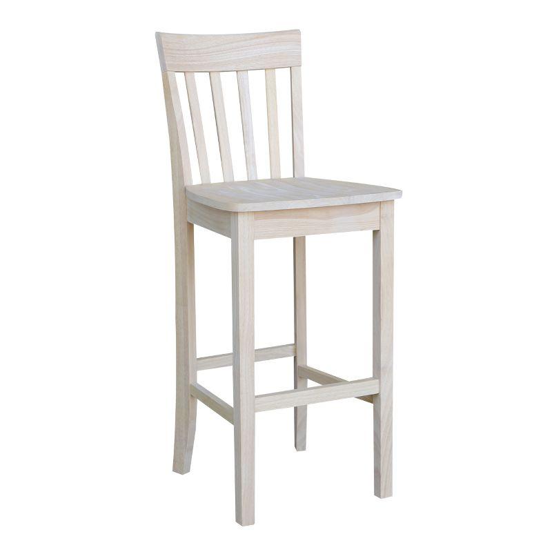 Solid Parawood Slatback Barstool 46" Unfinished Traditional Design