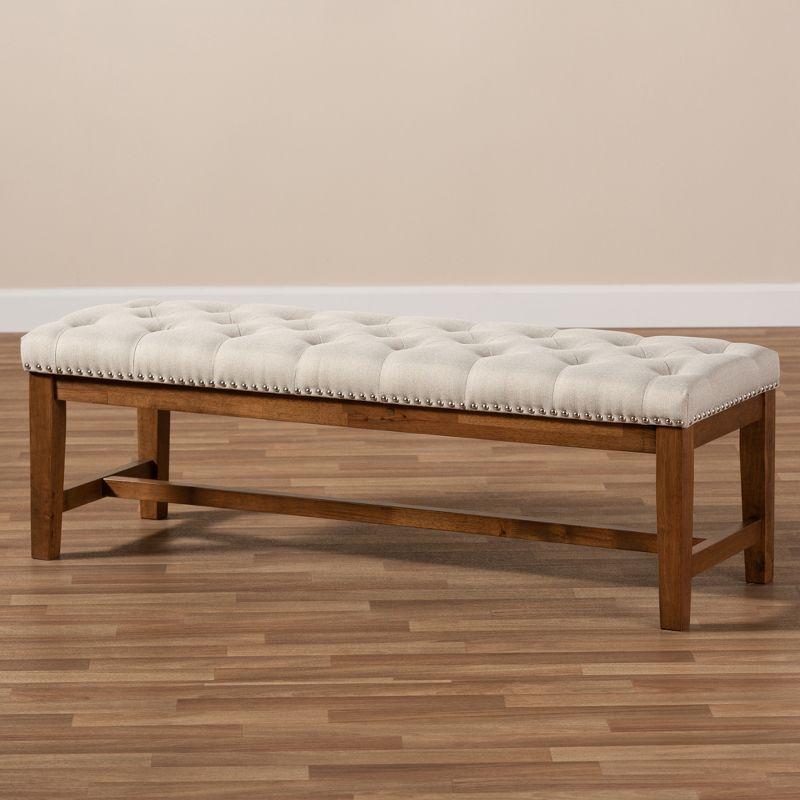 Ainsley 52" Light Beige Fabric Walnut Rubberwood Bench