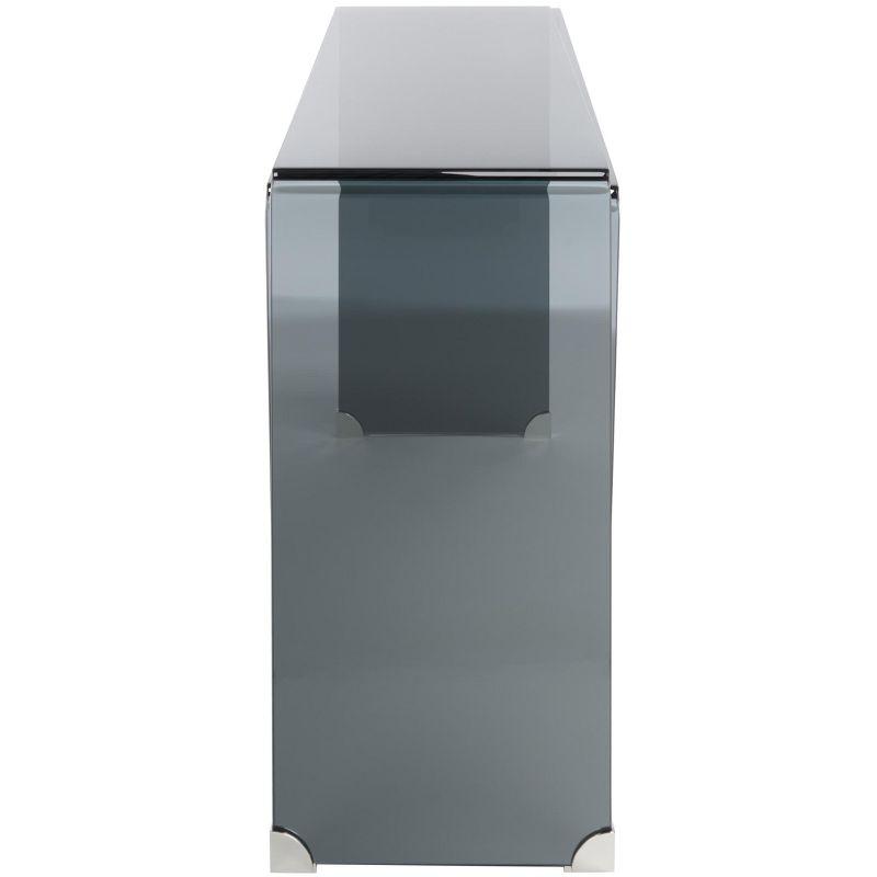 Huck Tempered Glass Console - Clear/Grey - Safavieh
