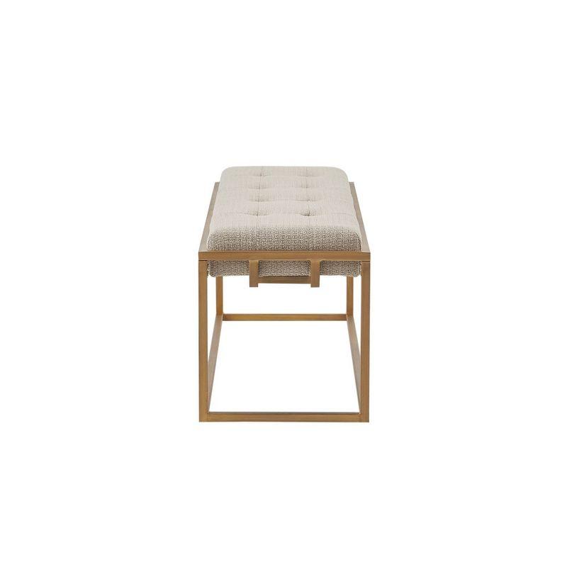 Padma Accent Bench Brown/Antique Bronze - Madison Park: Upholstered, Mid-Century, Metal Frame