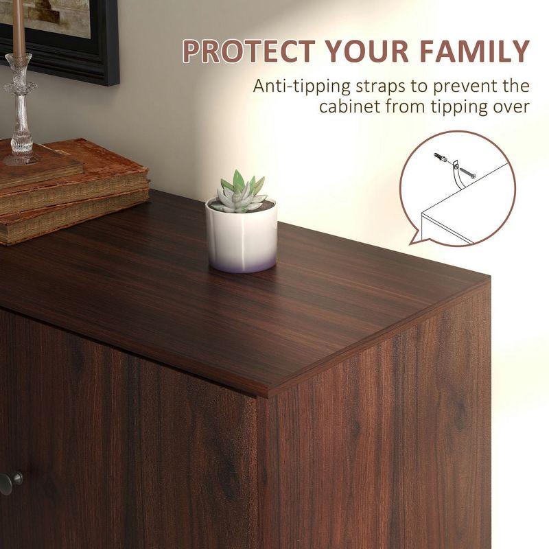 Latitude Run® HOMCOM Sideboard Buffet Cabinet, Kitchen Cabinet with 2 Cupboards, 3 Drawers and Adjustable Shelves, Coffee Bar Cabinet for Living Room, Entryway, Rustic Brown