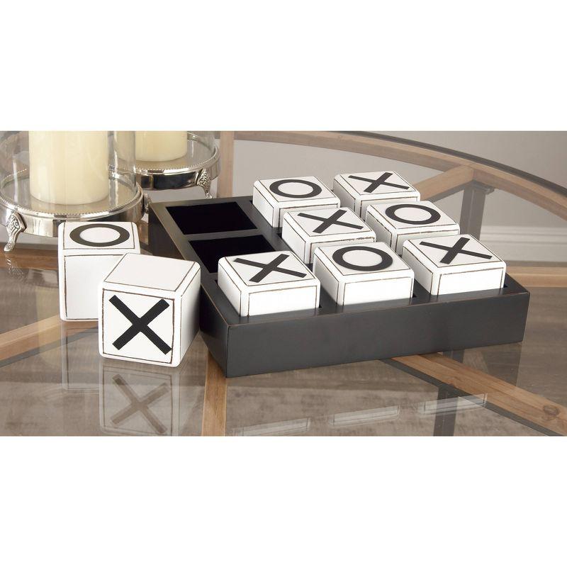 14" Contemporary Wooden Tic Tac Toe Sculpture Black - Olivia & May: MDF Tabletop Game Set