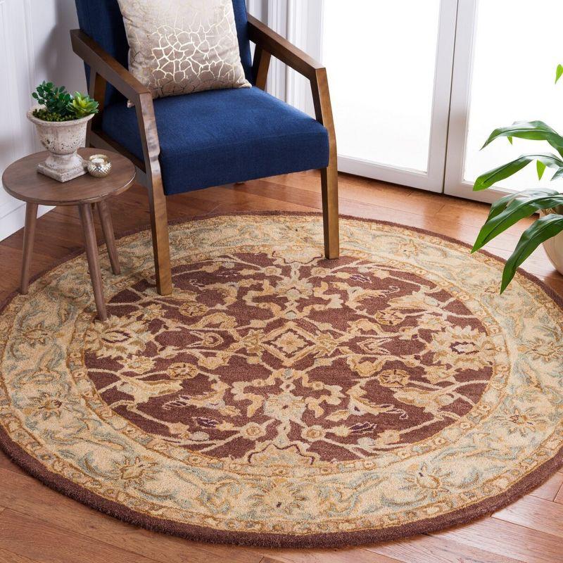 Heritage Elegance Round Hand-Tufted Wool Rug in Brown/Tan, 8' Diameter