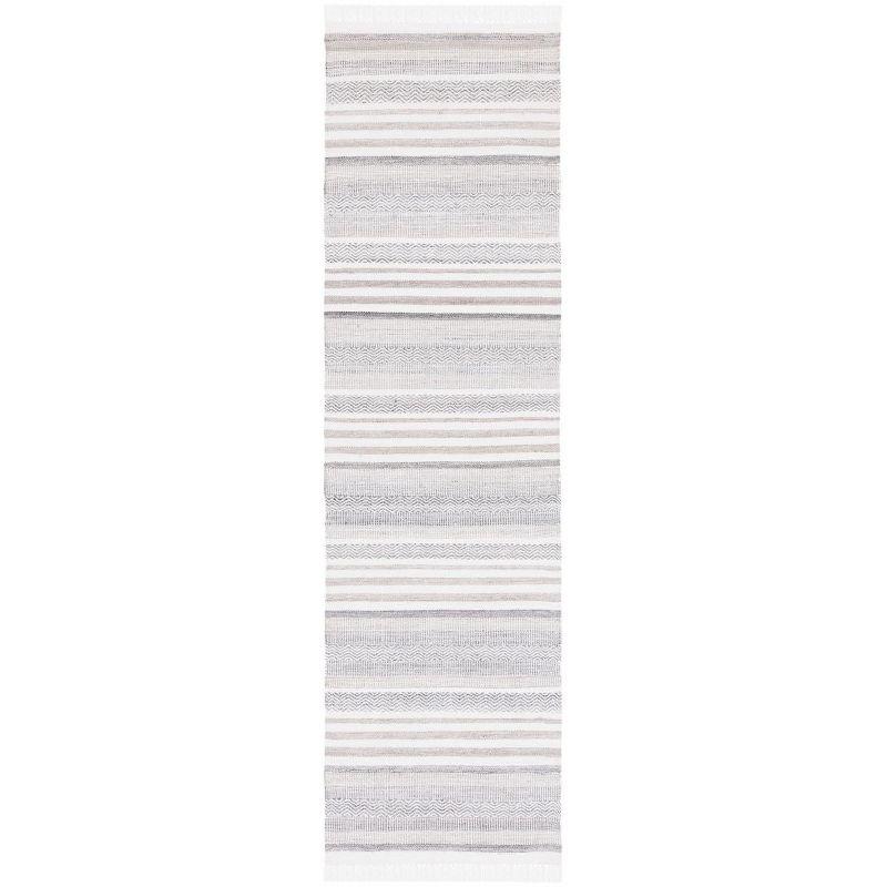 Ivory and Charcoal Flat Woven Synthetic Area Rug