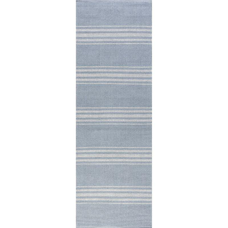 Nuloom Bergamot Striped Cotton Area Rug, Runner 2' 6" x 8', Blue Grey