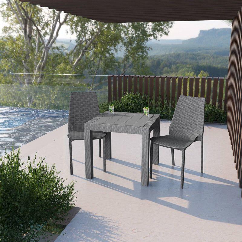 Kent Modern Stackable Grey Polypropylene Outdoor Dining Chair