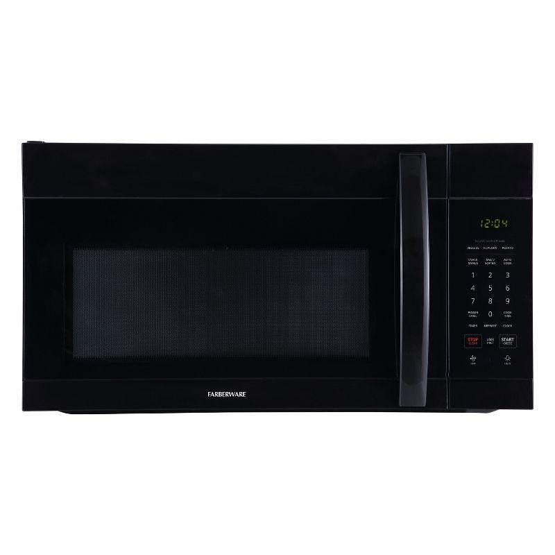 Farberware FMR17BLK 1.7 Cu. Ft. OTR Microwave, 1000W with Smart Sensor Cooking, Black