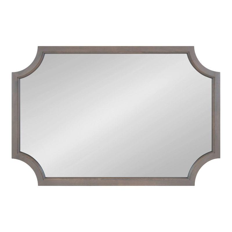 Kate & Laurel All Things Decor 24"x36" Hogan Framed Scallop Wall Mirror Gray: Modern Design, No Assembly Required