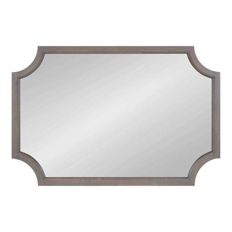 Graywash Solid Wood Scallop Farmhouse Vanity Mirror 24" x 36"