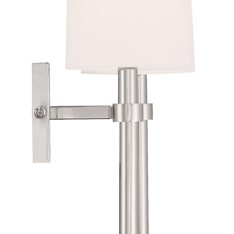 Polished Nickel 2-Light Sconce with White Silk Shade