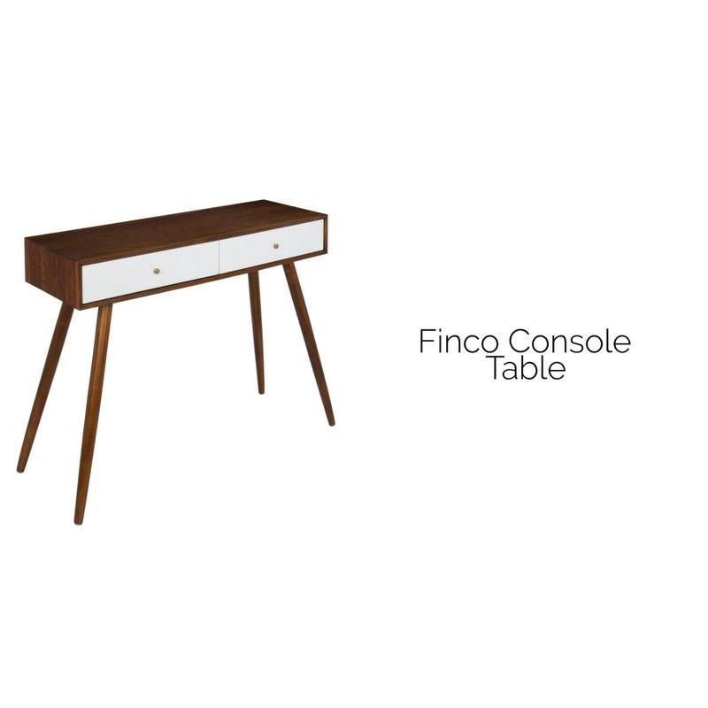 Kate and Laurel Finco Rectangle Wood Console Table, 36x12x30, Walnut Brown and White
