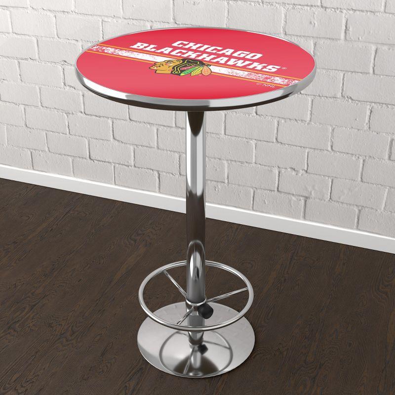 27'' Light Wood & Metal Chicago Blackhawks Retro Bar Table