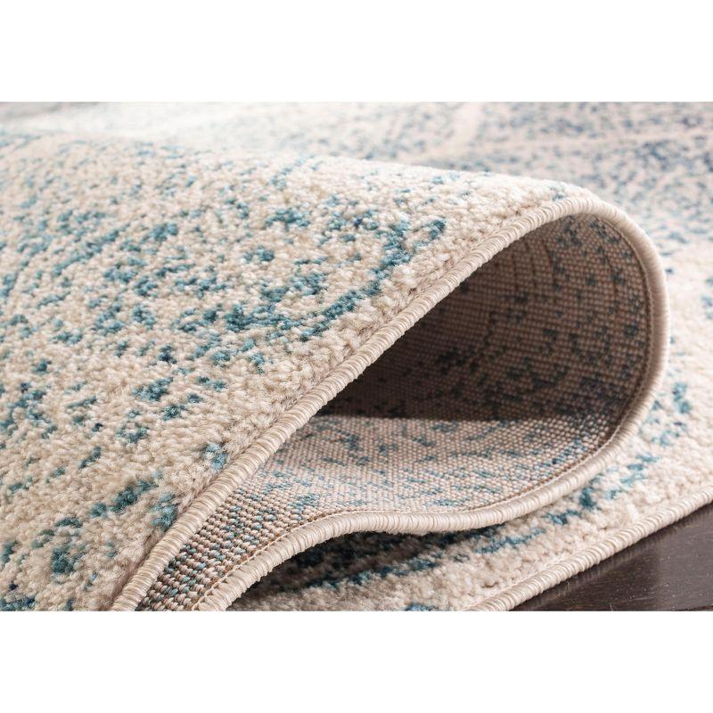 Madison MAD604 Power Loomed Indoor Area Rug - Cream/Turquoise - 5'3"x5'3" - Safavieh