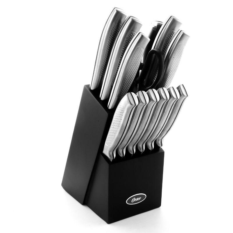 Oster Edgefield 14 Piece Stainless Steel Cutlery Knife Set with Black Knife Block