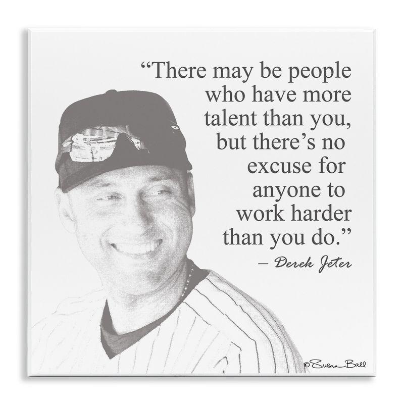 Black and White Derek Jeter Quote Wood Wall Art, 12 x 12