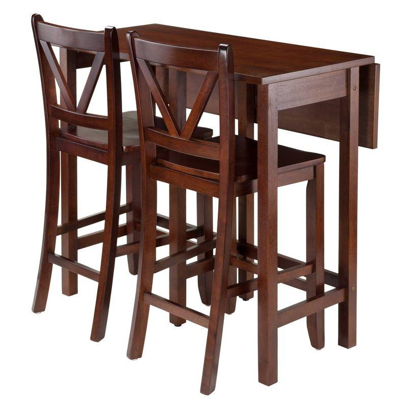 Winsome 3pc Lynnwood Set Drop Leaf Counter Height Dining Sets with Counter Stools Wood/Walnut: Mid-Century Modern, 4-Seat Pub Table Set