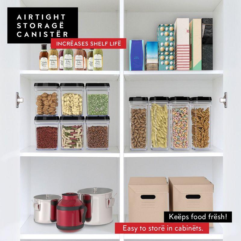 DWËLLZA KITCHEN 4 Piece Set Clear Plastic Airtight Food Storage BPA-Free Containers with Lids Food Containers for Pantry Organization and Storage
