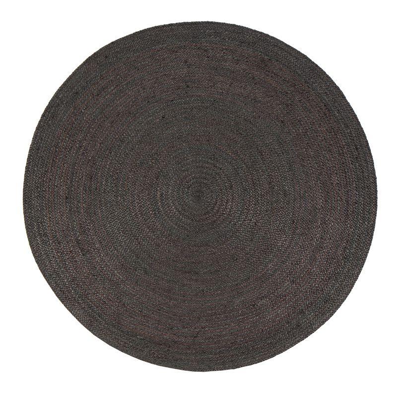 Handmade Kerala Gray Braided Jute Round Rug, 49"