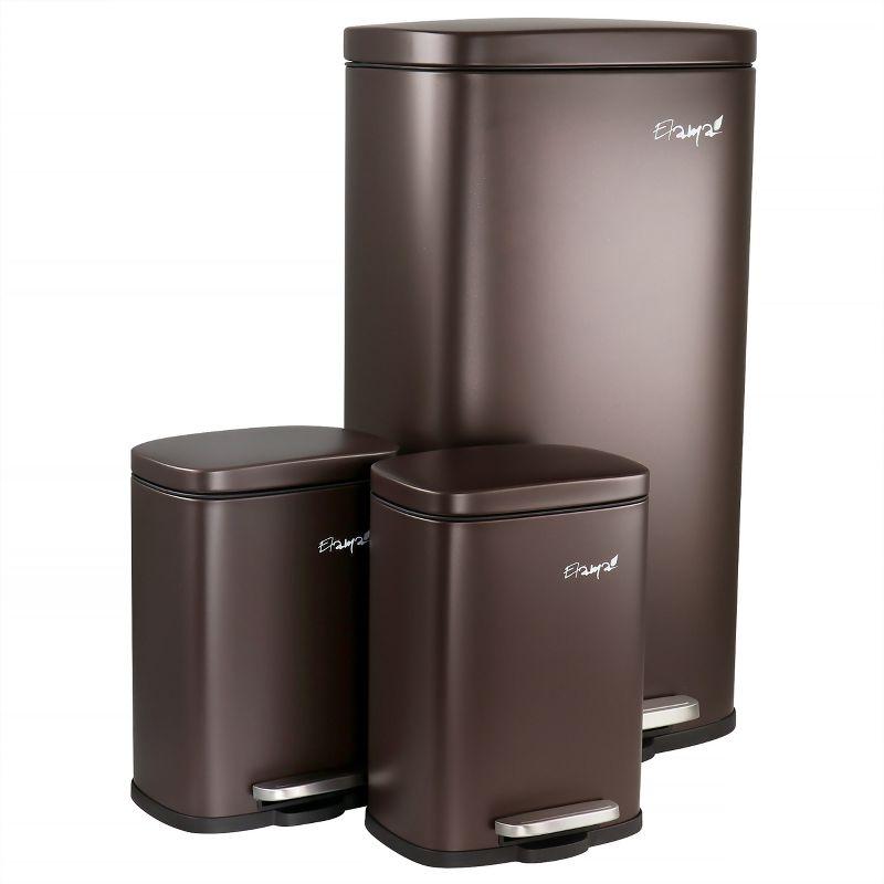 Matte Silver Stainless Steel Step Trash Bin Set with Pedal