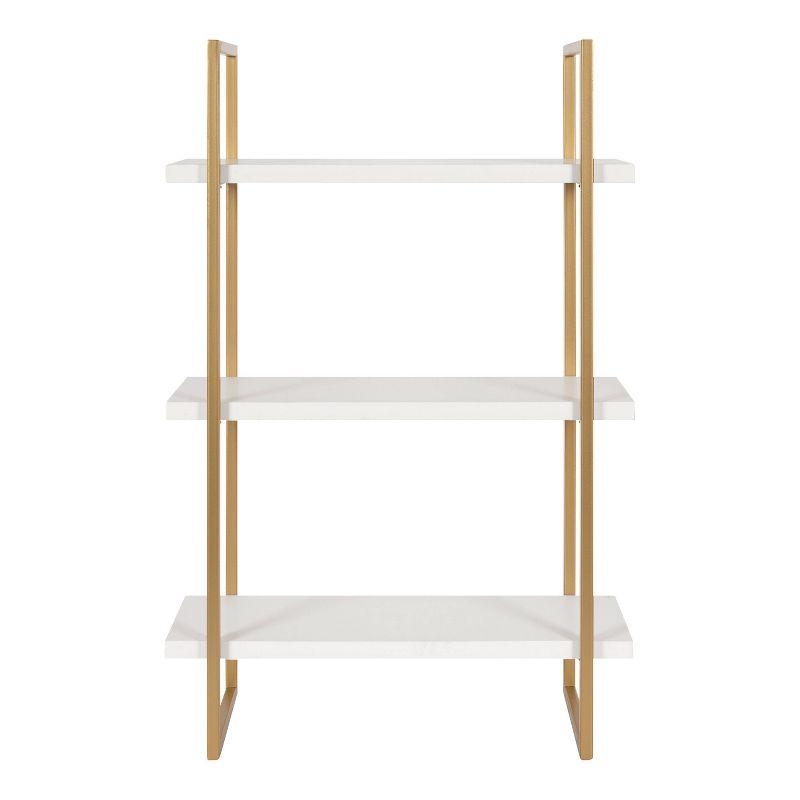 20" x 30" Leigh Wood and Metal Wall Shelf White/Gold - Kate & Laurel All Things Decor