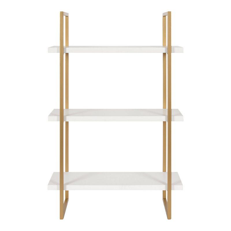 Elegant 32'' White and Gold Floating Wall Shelf with 3 Tiers