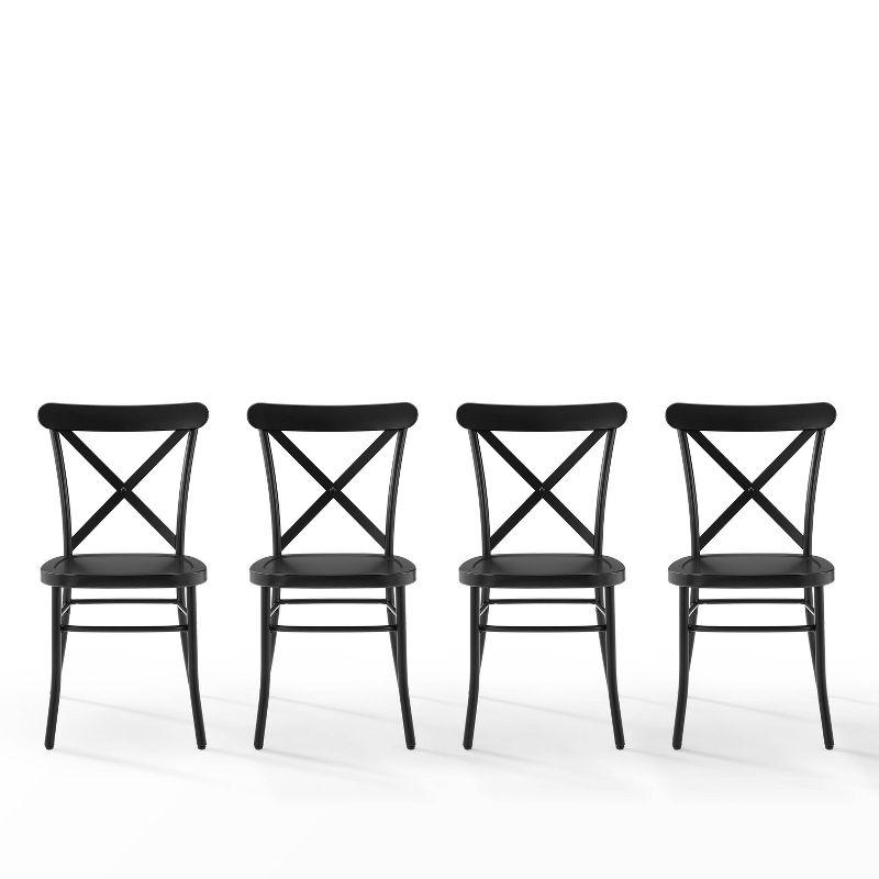 Crosley Camille 4pc Metal Dining Chair Set Matte Black: Steel Frame, X-Back Design, 250lb Capacity