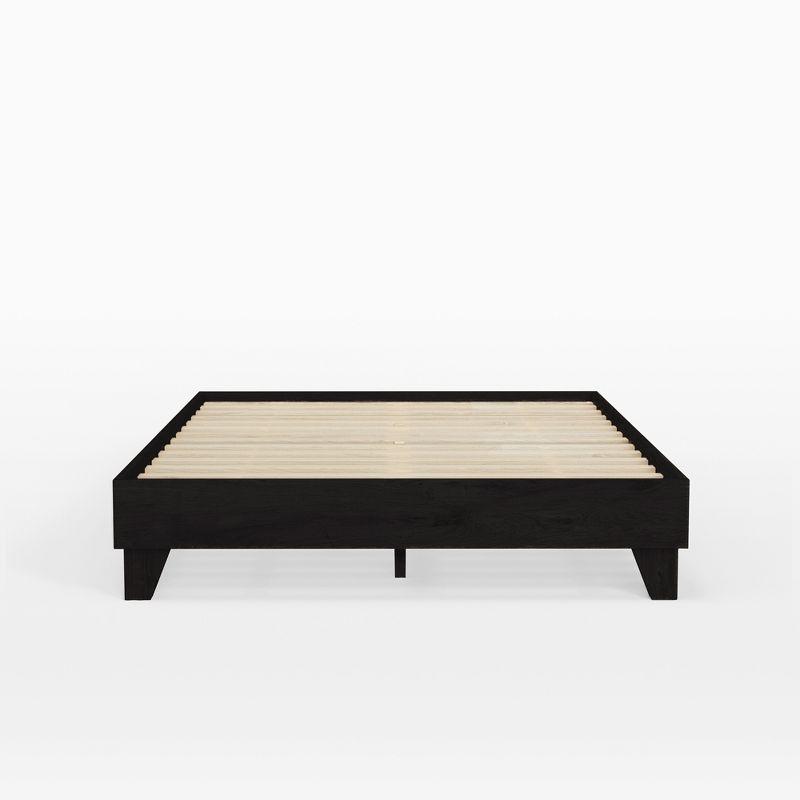 Classic Modern Pine King Platform Bed with Wood Headboard