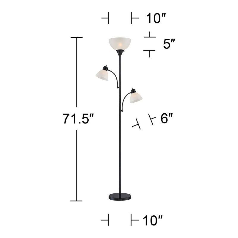 360 Lighting Bingham Modern Torchiere Floor Lamp with Side Lights 71 1/2" Tall Black Metal White Shade for Living Room Reading Bedroom Office House