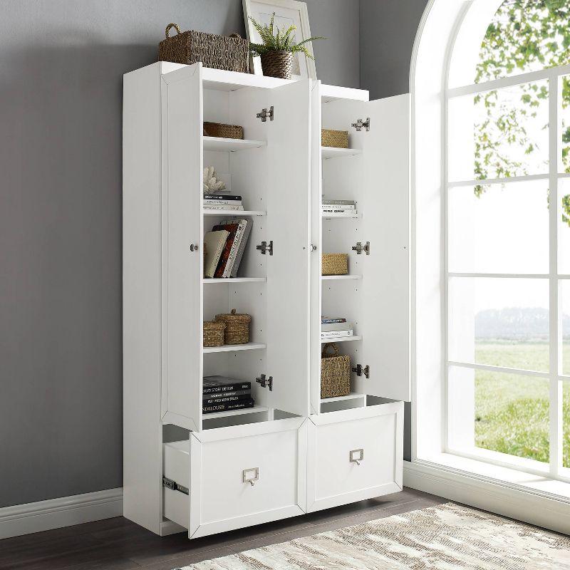 2pc Harper Entryway Pantry Closets White - Crosley: Modular Storage, Adjustable Shelves, MDF Wood