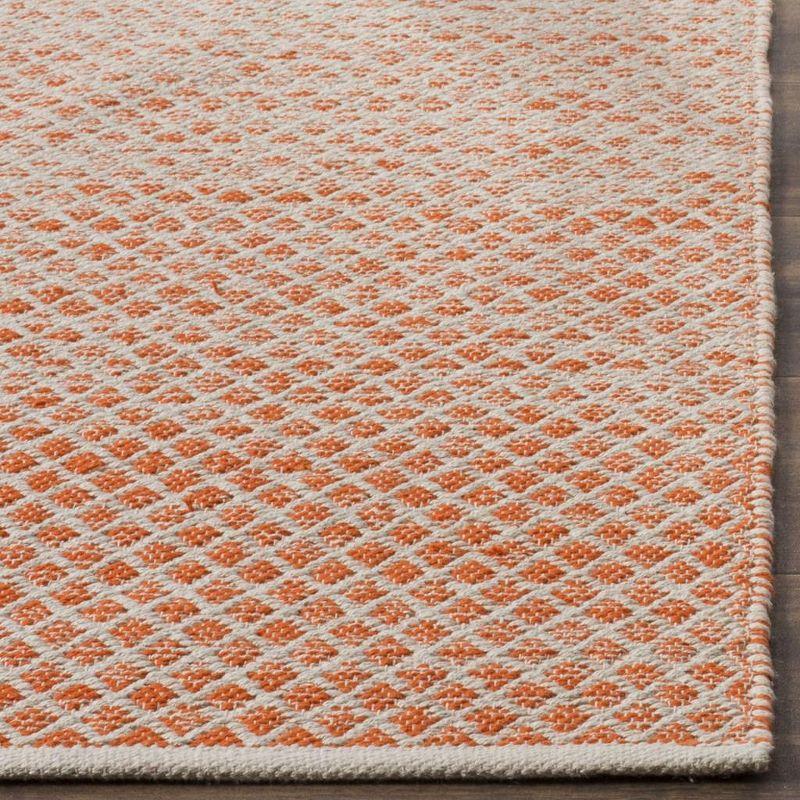 Coastal Charm Orange/Ivory Square Cotton Flatweave Rug