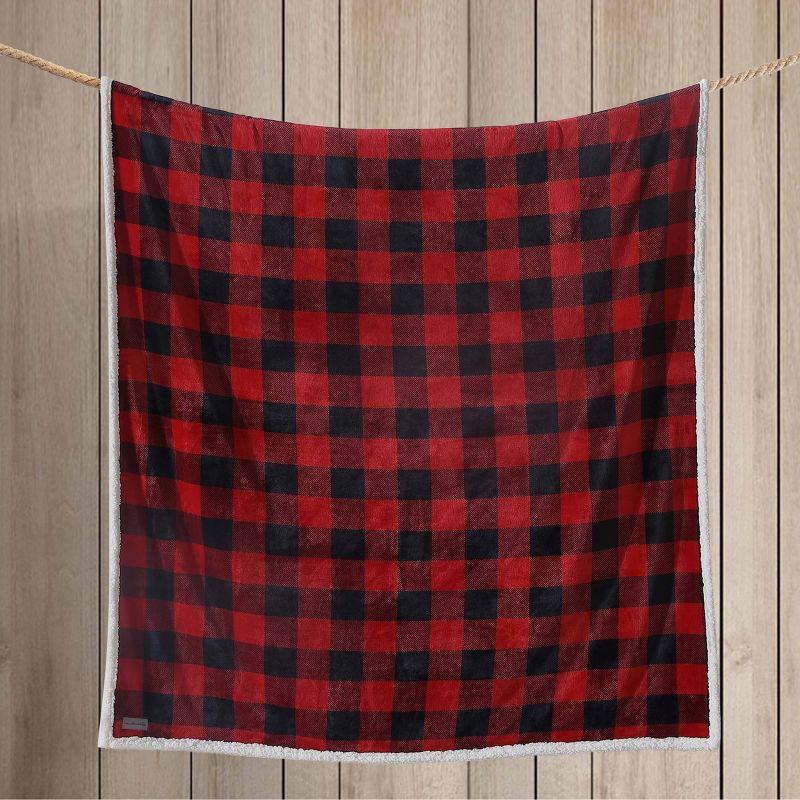 Eddie Bauer Cabin Plaid Flannel/Sherpa Throw Blanket