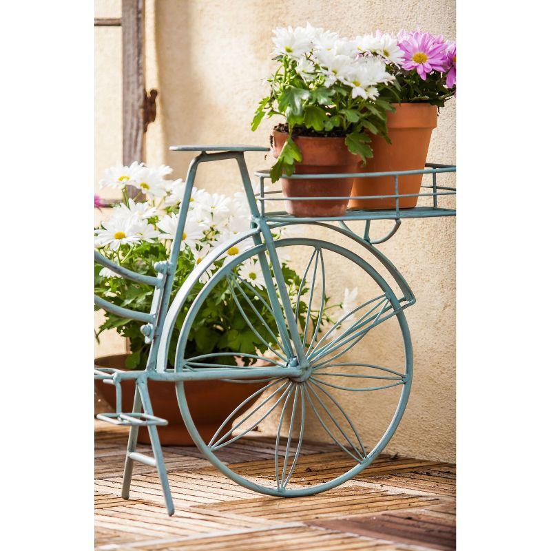 Evergreen Vintage Teal Bicycle Planter Outdoor Safe Decor