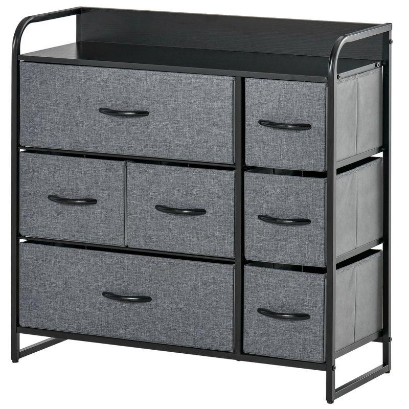 Red Barrel Studio® 7-Drawer Dresser, Fabric Chest Of Drawers, 3-Tier Storage Organizer For Bedroom Entryway, Tower Unit With Steel Frame Wooden Top