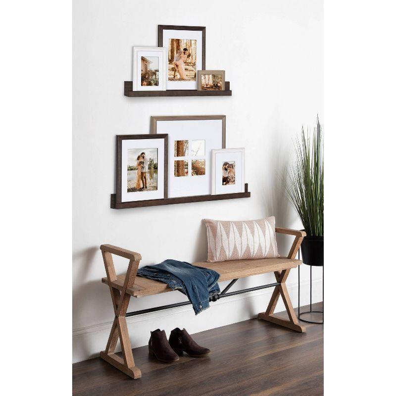 Classic White and Rustic Gray Wood Wall Frame and Shelf Kit