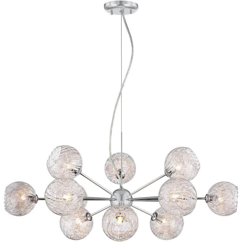 Possini Euro Design Wired Chrome Chandelier Lighting 32" Wide Modern Sputnik Art Glass 12-Light Fixture for Dining Room House Foyer Kitchen Island