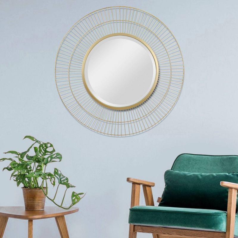 Two Loop Radial Wire Mirror Gold - Stonebriar Collection