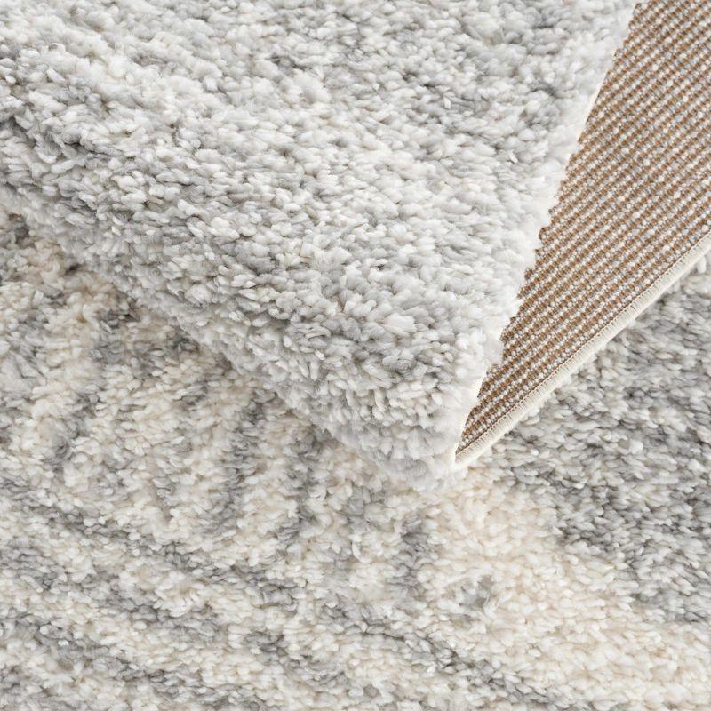 Gala Southwestern Shaggy Plush Grey/Beige/Cream Area Rug