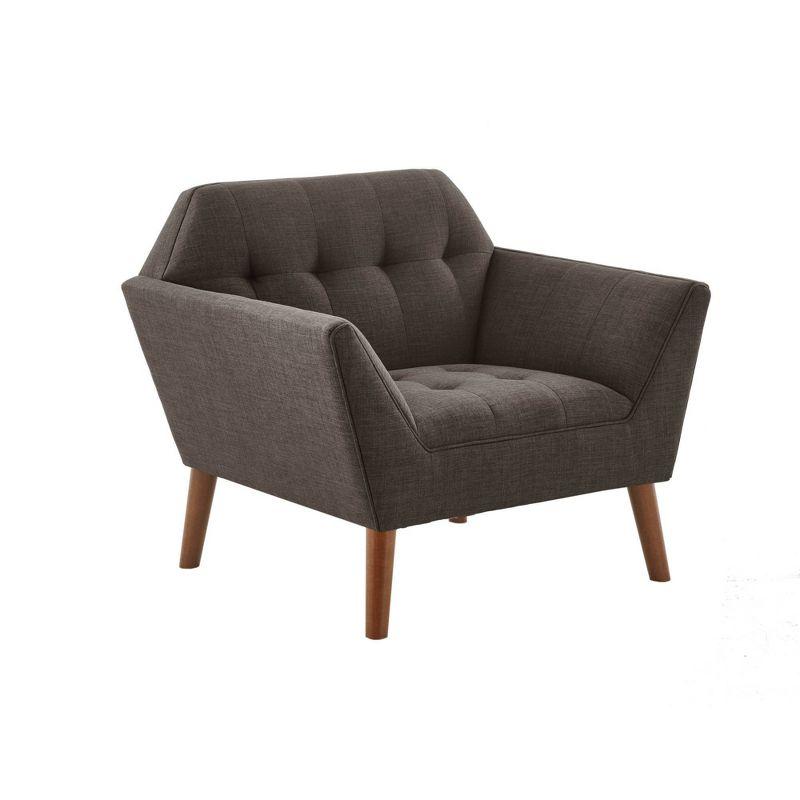 Newport Lounge Chair Charcoal - Ink+Ivy: Mid-Century Modern, Button Tufted, Wood Legs