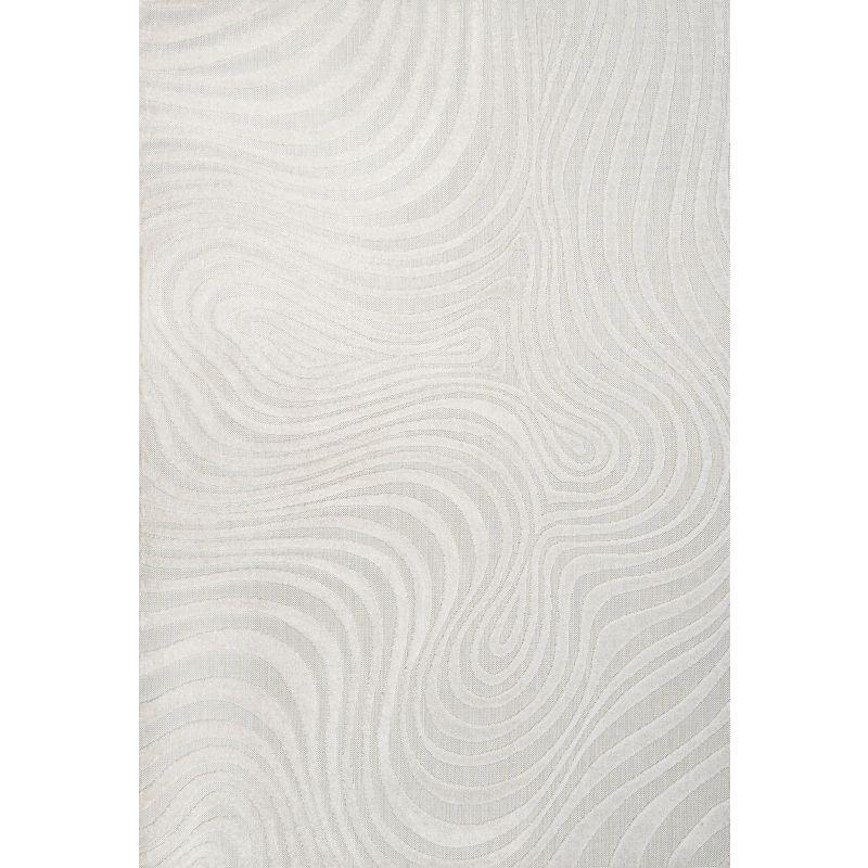 JONATHAN Y Maribo High-Low Abstract Groovy Striped Cream/Ivory 4 ft. x 6 ft. Indoor/Outdoor Area Rug