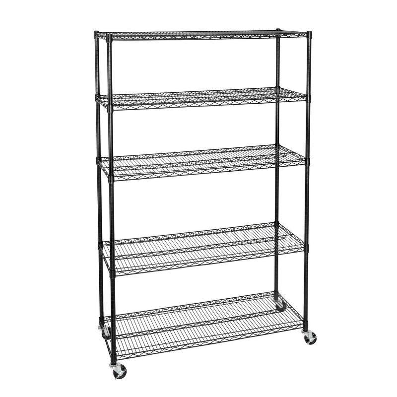 UltraDurable 48'' W x 18" D 5-Tier NSF-Certified Steel Shelving with Wheels
