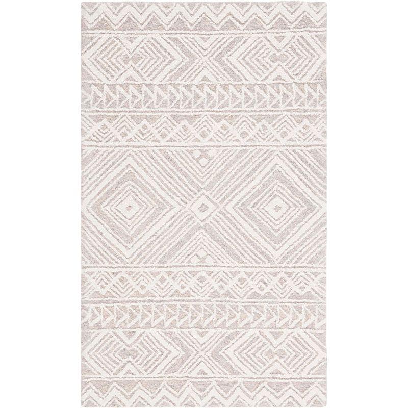 Gray and Ivory Hand-Tufted Wool Area Rug, 3' x 5'