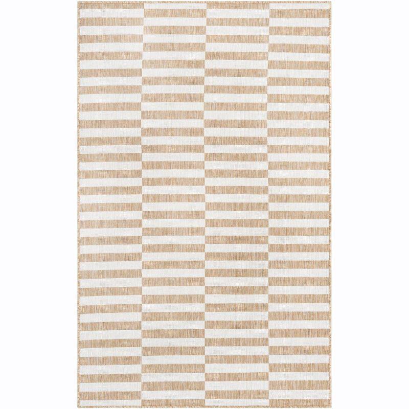Unique Loom 5' 1 x 8' 0 Rectangle Indoor/Outdoor Striped Taupe Area Rug