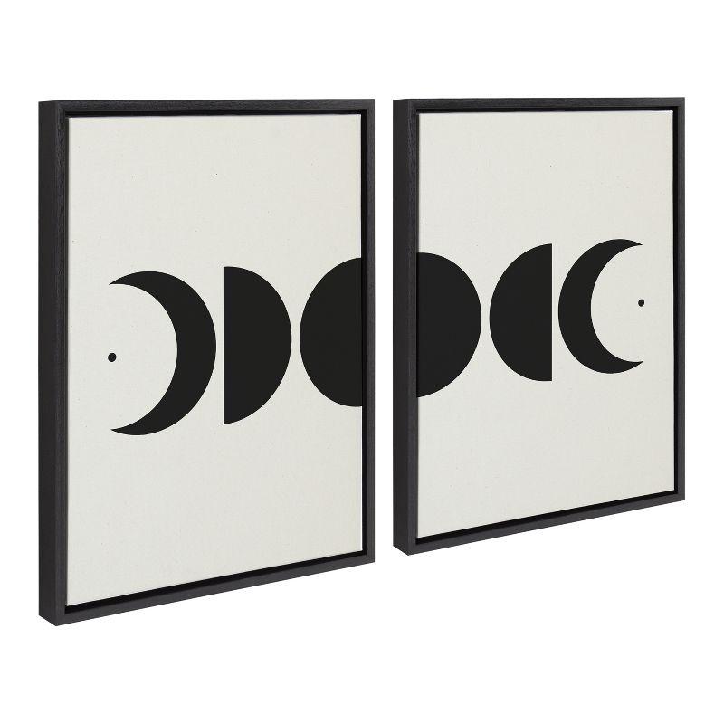 Kate and Laurel Sylvie Modern Geometric Moon Phases Framed Canvas Set by The Creative Bunch Studio, 2 Piece 18x24, Black