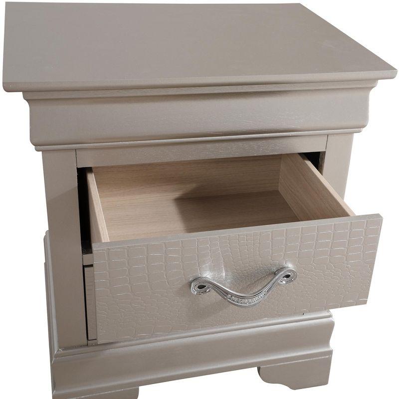 Elegant Champagne 2-Drawer Nightstand with Croc Textured Finish