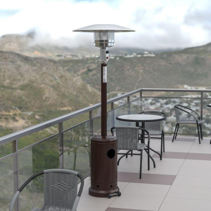 Sol 7.5' Stainless Steel Outdoor Patio 40,000 BTU Propane Heater with Wheels for Commercial & Residential Use