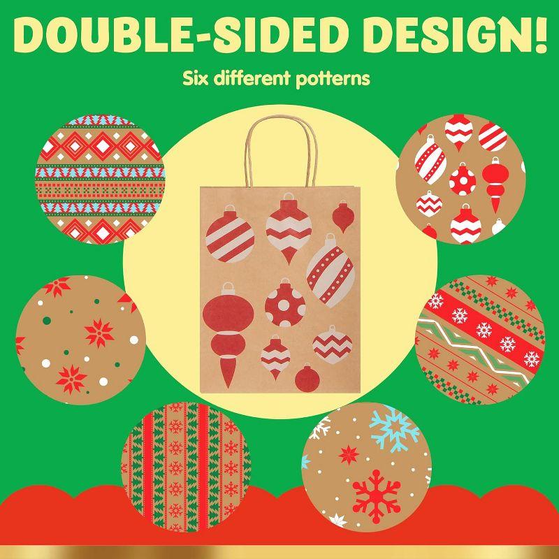 JOYFY 24pcs Christmas Gift Bags Assorted Kraft Gift Bags for Kids' Xmas Gifts Bags