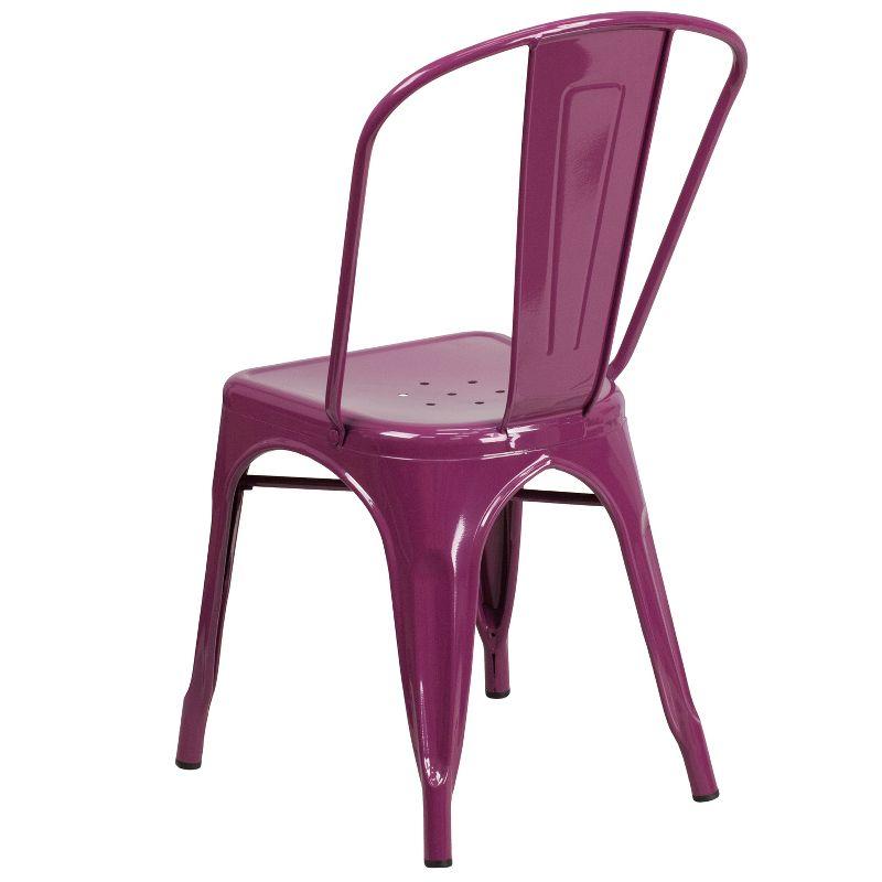 Purple Metal Indoor-Outdoor Stackable Side Chair