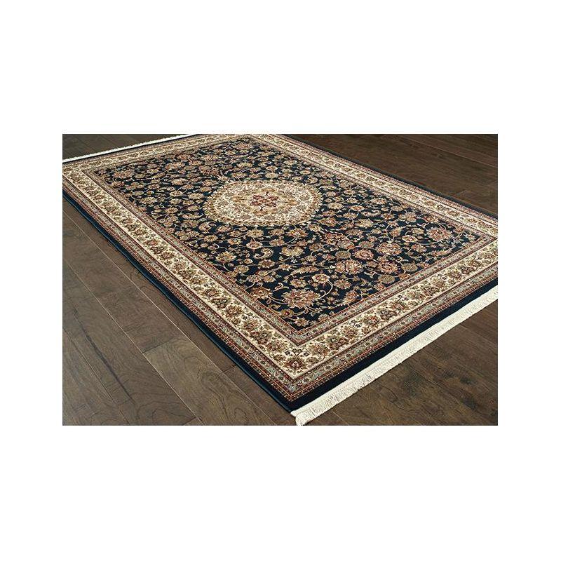 Masterpiece Black and Ivory Hand-knotted Synthetic Runner Rug