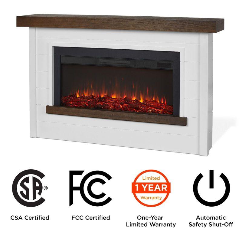 Brynwood White and Brown Wood Electric Fireplace