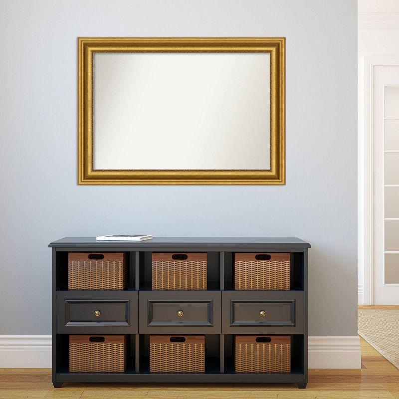 42"x30" Non-Beveled Parlor Gold Wall Mirror - Amanti Art: Modern Rectangle, Polystyrene Frame